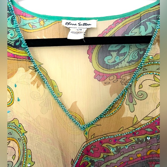 Rhona Sutton Cover Up Tunic Top S / M - Picture 3 of 3